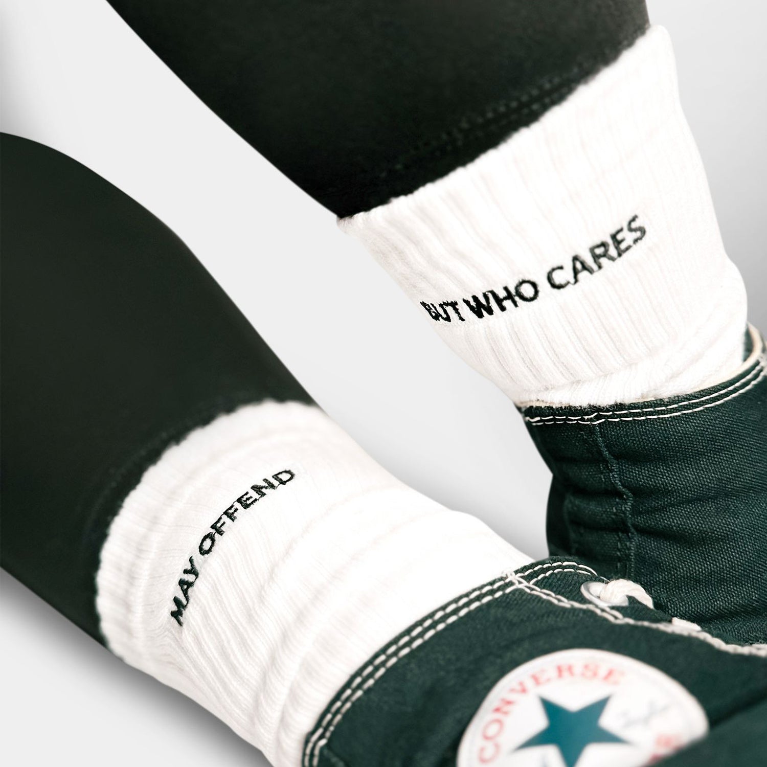 Offensive Socks close up, funny sock slogans, perfect gift socks, cheeky socks