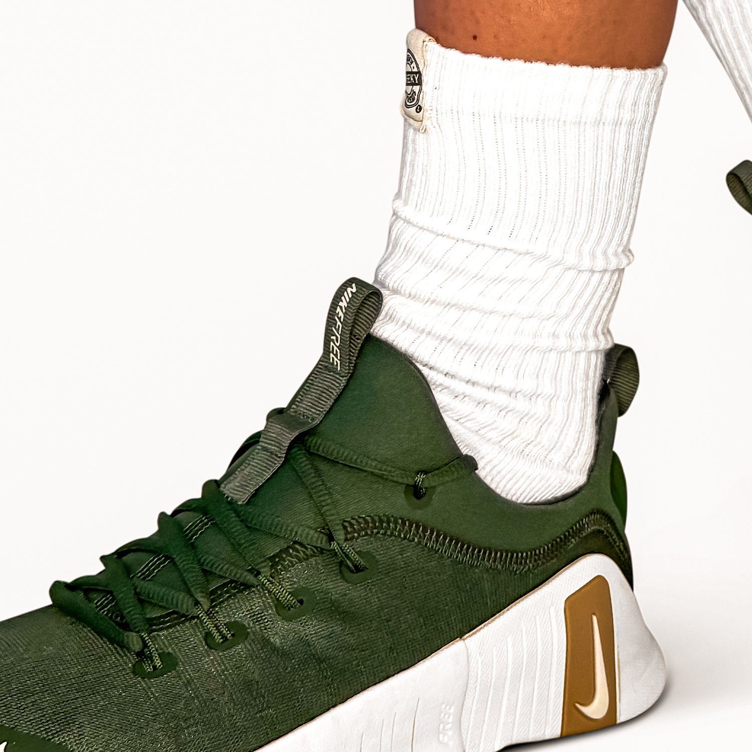 Crew White socks Cheeky Socks front with trainers